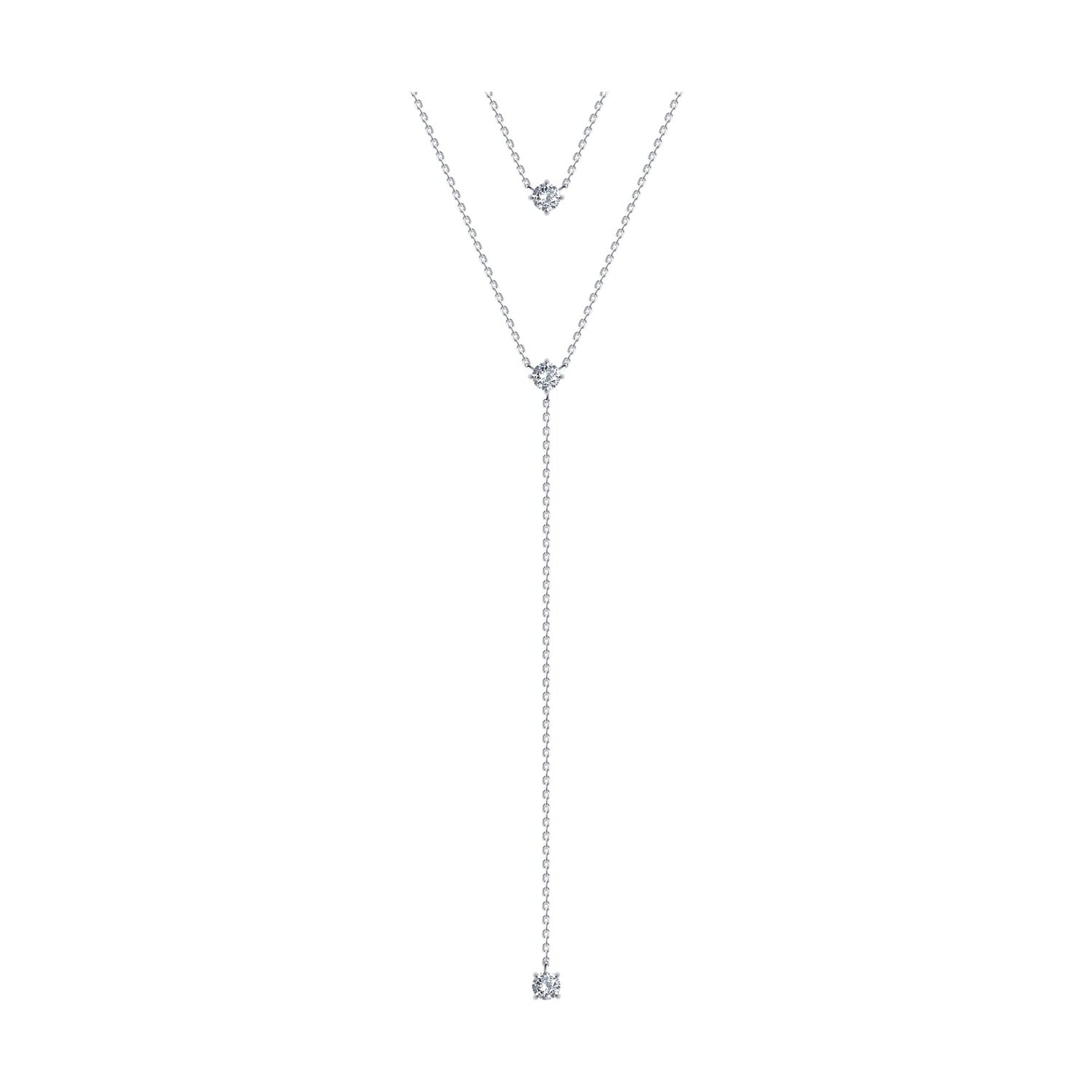 Колье Diamant online, серебро, 925 проба, родирование, фианит, длина 42 см., прозрачный