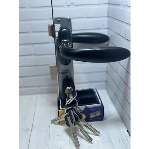 Комплект замка с ручкой для калитки Kale premium (Ral 7016 антрацит) Ключ-вертушка