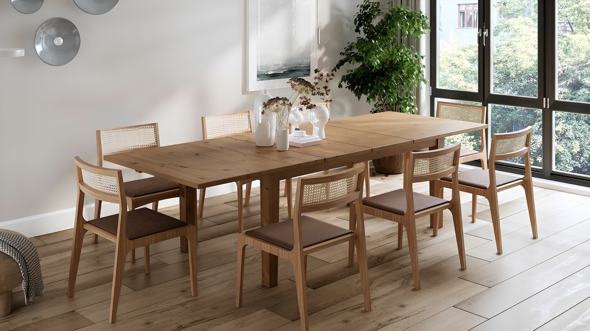 IKEA Обеденный стол раздвижной STORNAS, 201/293*105, из массива сосны, коричневый, шань (сторнас икеа) — фото 1