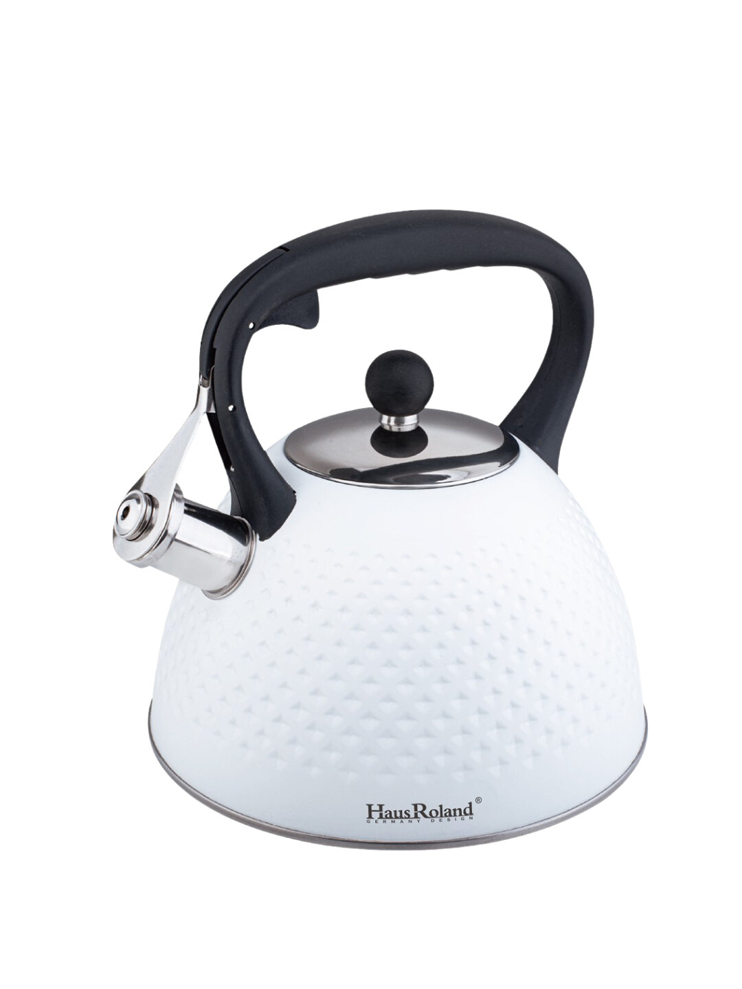 Haus Roland чайник 3 л, нержавеющая сталь, со свистком, белый
