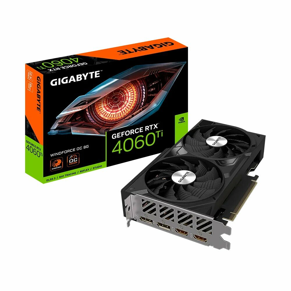 Видеокарта Gigabyte GeForce RTX 4060 Ti WINDFORCE OC 8GB GDDR6 (GV-N406TWF2OC-8GD)