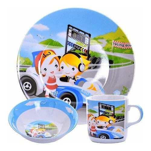 Набор 3 предмета Детская посуда LORAINE тарелка, салатник, кружка (27340)