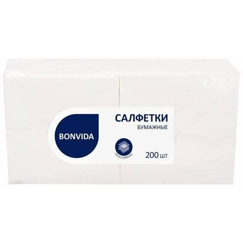 Салфетки бумажные, белые, 3-х слойные, 33*33, 200л в пачке