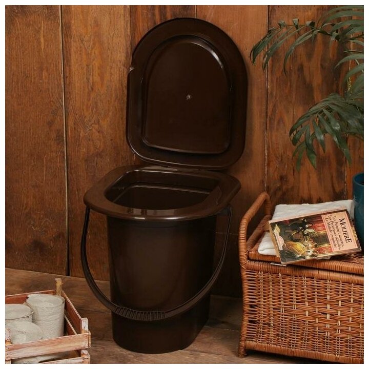 Ведро-туалет, h = 39 см, 17 л, съёмный стульчак, коричневое - фотография № 8