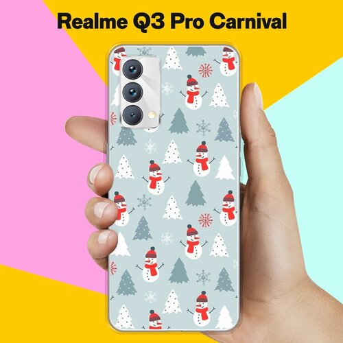 Силиконовый чехол на realme Q3 Pro Carnival Edition Узор новогодний / для Реалми Ку 3 Про Карнивал силиконовый чехол на realme q3 pro carnival edition рождественский пейзаж для реалми ку 3 про карнивал