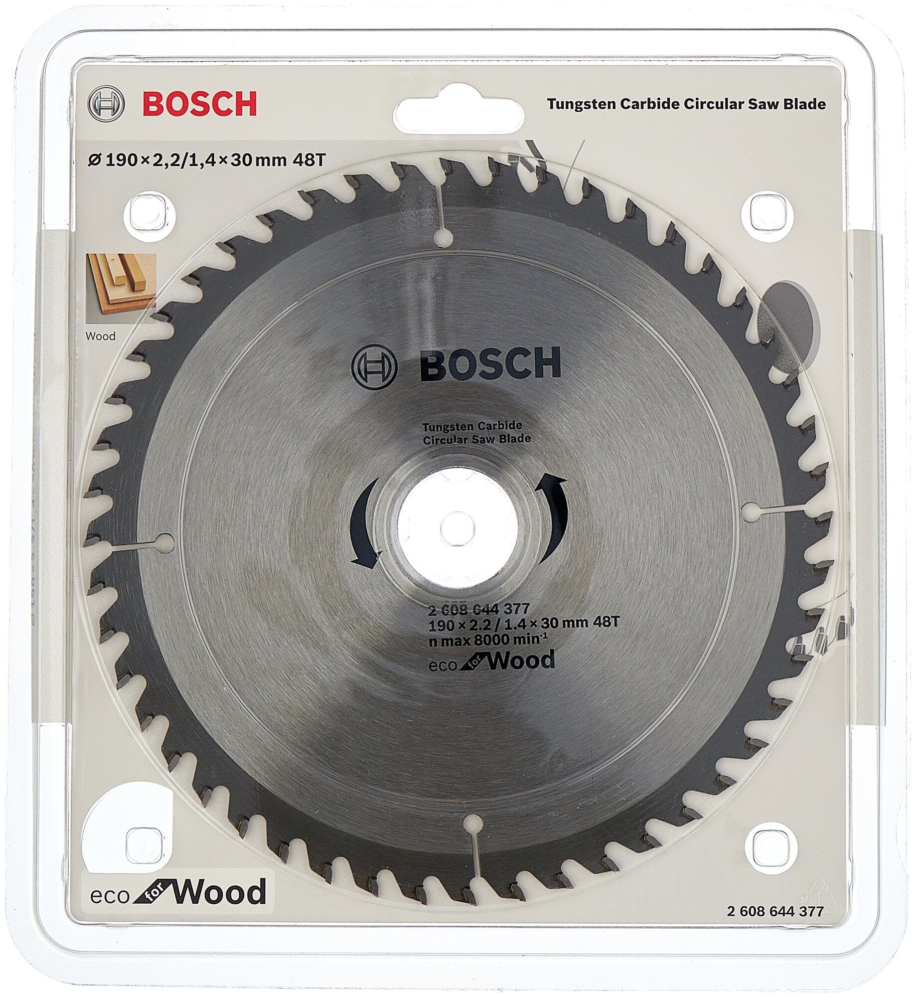 Диск пильный 190x30 мм 48 зуб BOSCH по дереву Eco for wood