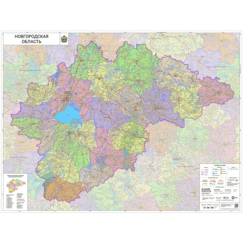 Настенная карта Новгородской области 119 х 90 см (на баннере) сим карта tele2 для новгородской области