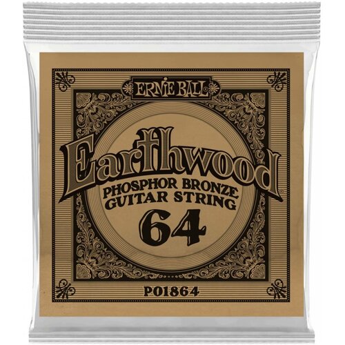 Ernie Ball 1864 струна одиночная для акустической гитары Серия Earthwood Калибр: 64 Сердцевина:
