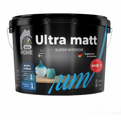 Краска моющаяся Dufa Home Ultra matt база 3 бесцветная 2,5 л краска латексная dulux acryl matt влагостойкая моющаяся глубокоматовая 80gg 19 231 9 л