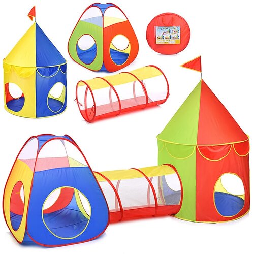 Палатка - домик детская игровая 98х98х135 см / 88х88х90 см с тоннелем 100х50х50 см Oubaoloon JY1718-5 в сумке