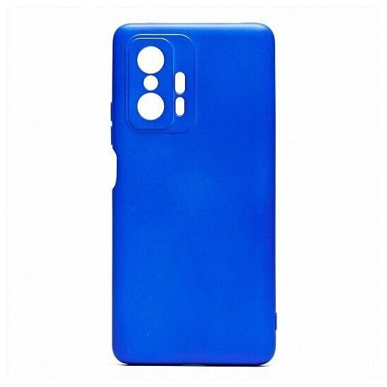 Чехол DF для Xiaomi 11T / 11T Pro с микрофиброй Silicone Blue xiOriginal-25 - фото №5