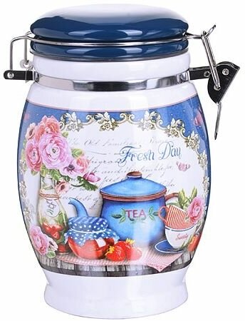 фото Банка для сыпучих продуктов LORAINE 26397 900 мл, белый/синий