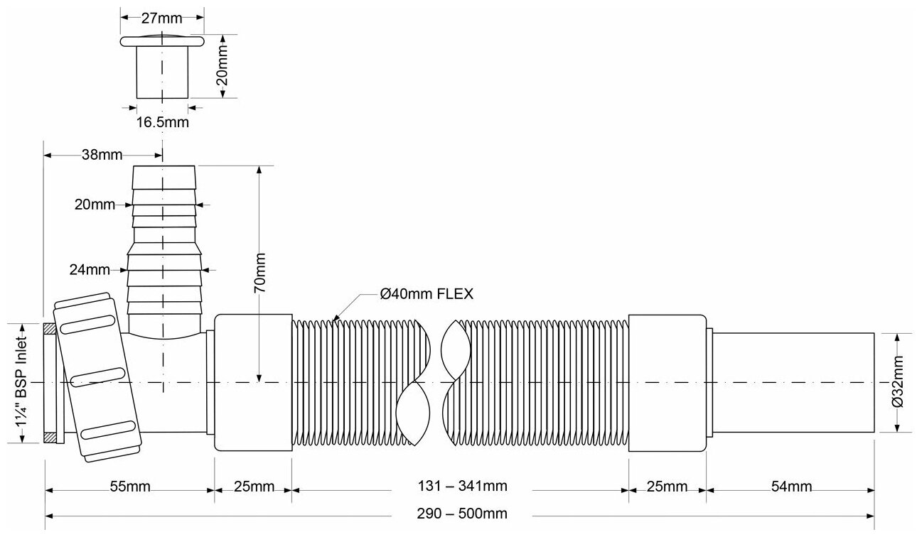 MRMF105W Гофрошланг для сифона McAlpine - фотография № 5