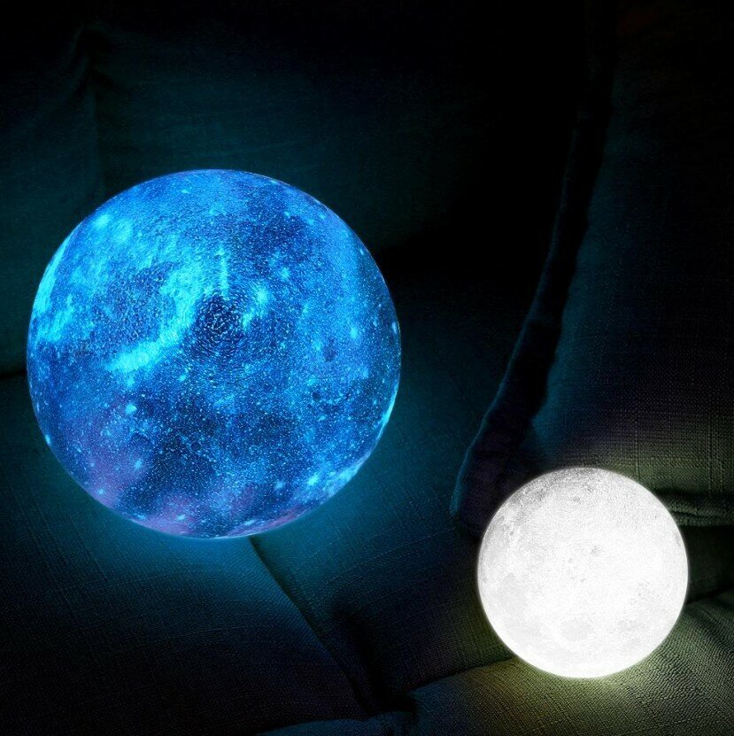 Светильник-ночник 3D шар Луна Moon Lamp, на деревянной подставке, встроенный аккумулятор и сенсорное управление, 15 см, подарок - фотография № 3