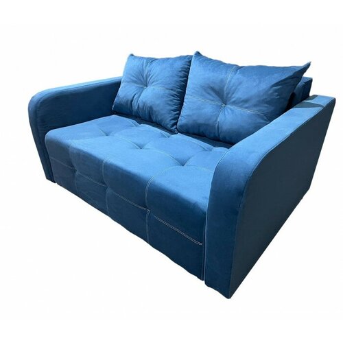 Диван мини Раскладной с независимым пружинным блоком 125х100 (велюр кабрио, синий)