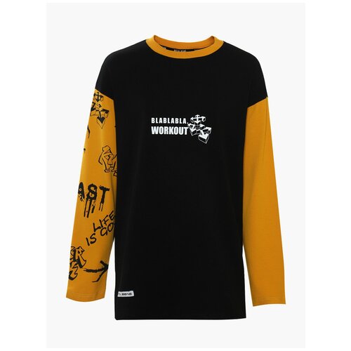 фото Лонгслив nota bene, размер 116, черный/желтый
