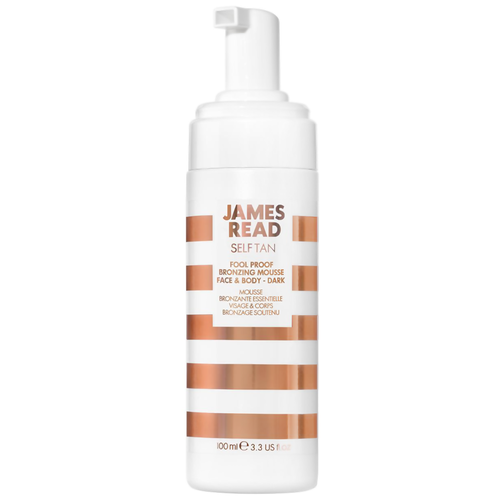 JAMES READ мусс для автозагара Fool Proof Bronzing Mousse Face & Body Dark 100 мл бронзирующий мусс для лица и тела self tan fool proof bronzing mousse face