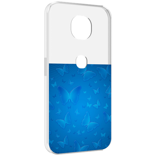 Чехол MyPads голубые-бабочки для Motorola Moto G5S (XT1799-2) задняя-панель-накладка-бампер