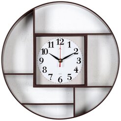 Часы настенные 3516-001 круглые d35см, корпус коричневый "Классика" "Рубин"