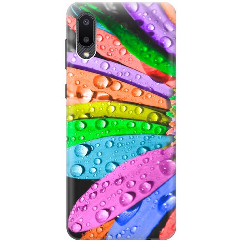 фото Ультратонкий силиконовый чехол-накладка для samsung galaxy a02 с принтом "разноцветные листья в каплях" gosso