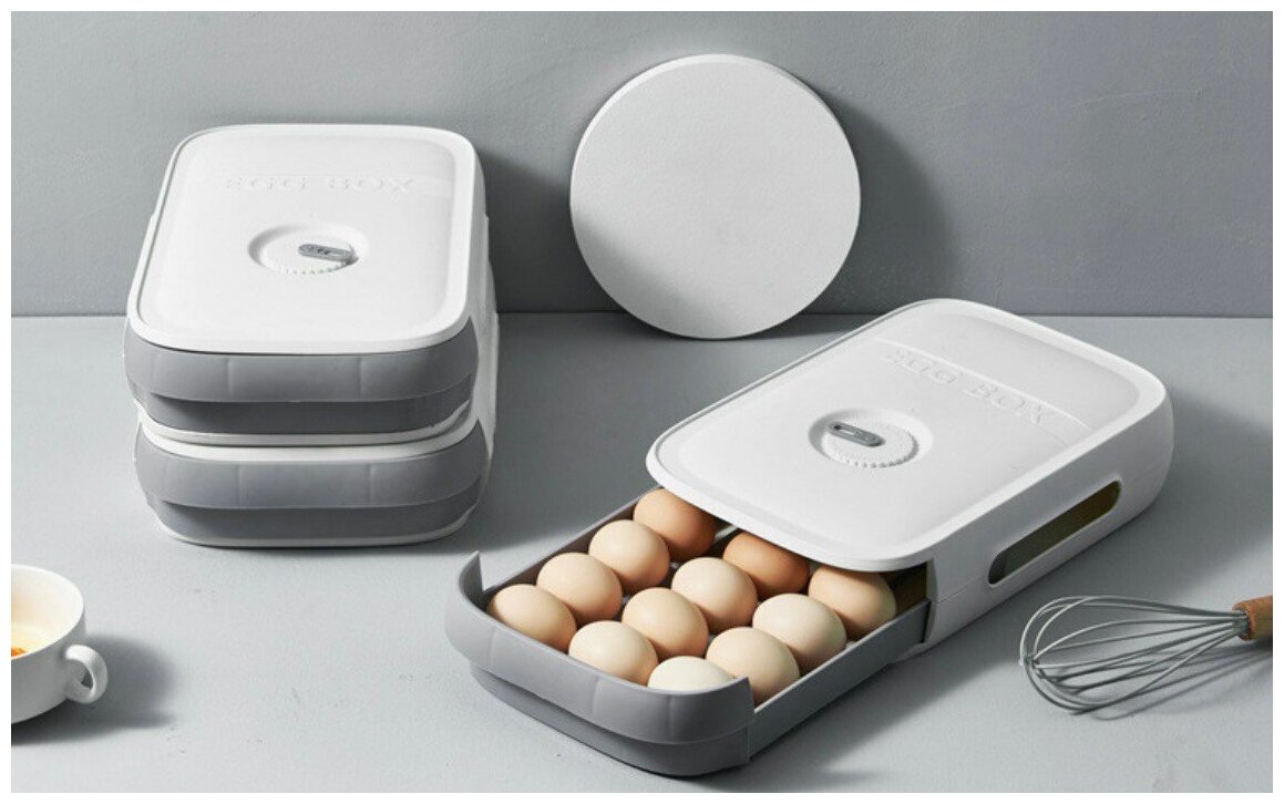 Контейнер для хранения яиц, органайзер для хранения в холодильнике белый - фотография № 1