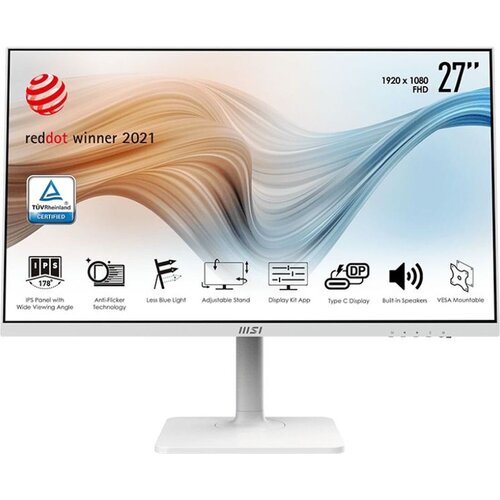 Монитор MSI 27 Modern MD271PW белый IPS LED 169 HDMI MM матовая HAS Piv 250cd 178гр178гр 1920x1080 75Hz FHD USB 56кг 1775000₽