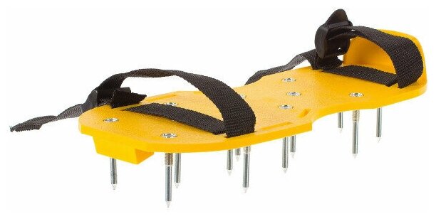 Насадки на обувь с ремешками шипованные для хождения по газону, цвет желтый, пластик. Удобная и практичная стелька для насыщения почвы кислородом и вл - фотография № 4
