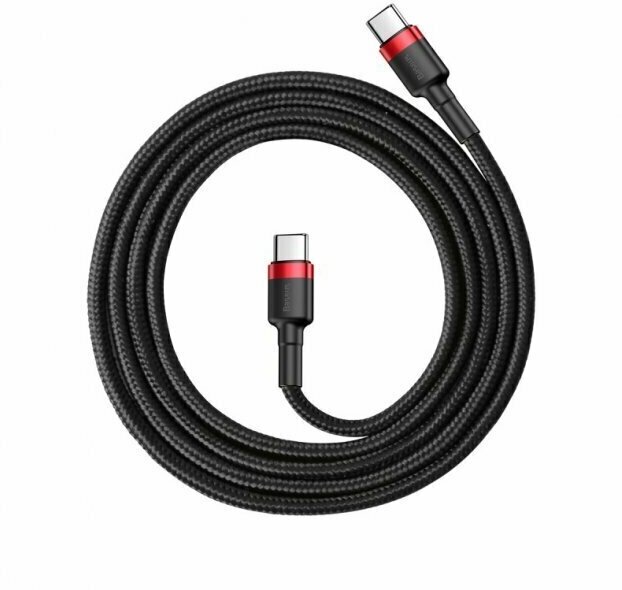 Кабель Baseus CATKLF-G91 Cafule Type-C PD2.0 60W flash charging data line (20V 3A) 1m Red+Black — фото 1
