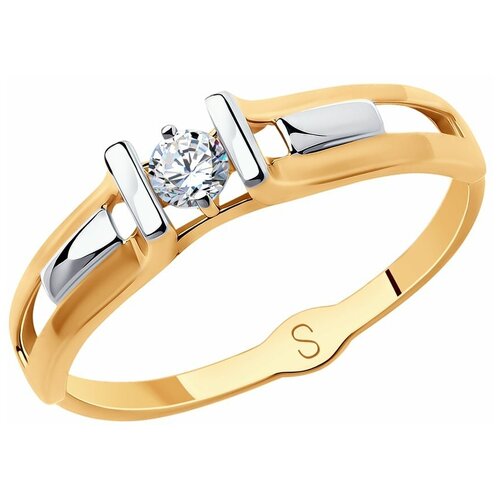 фото Sokolov кольцо из золота с фианитом 018283, размер 18