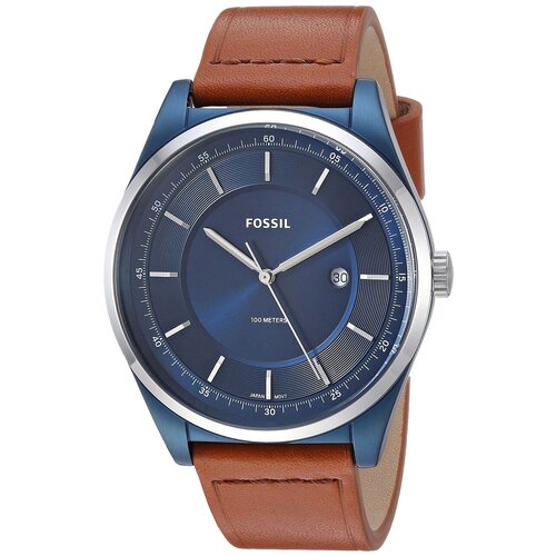 Наручные часы FOSSIL Mathis FS5422, синий, коричневый modiya calendar belt men s watch watch three eye six hand casual men s watch