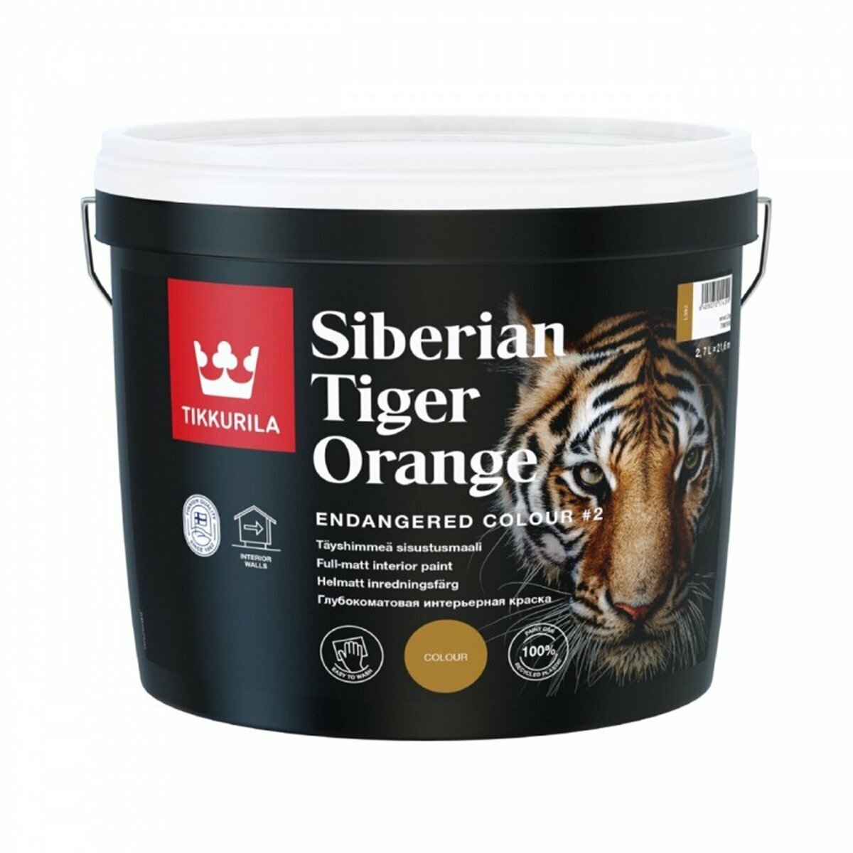 Краска интерьерная матовая Tikkurila Endangered Colour Siberian Tiger Orange, 2,7 л