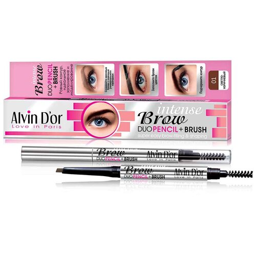 Alvin Dor Карандаш для бровей Intense Brow Duo Pencil, оттенок 01 Light Brown