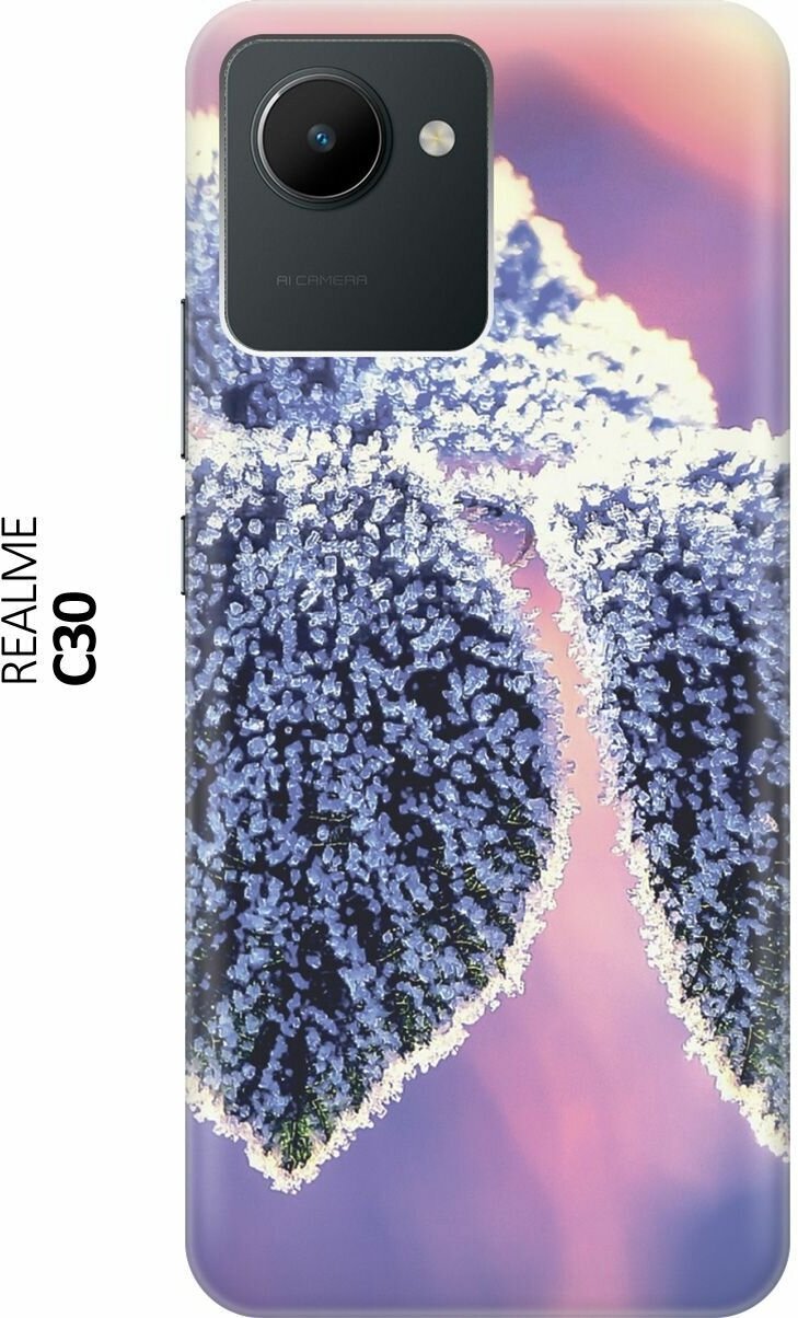 Силиконовый чехол на realme C30, Рилми С30 с принтом "Замерзшие листики"