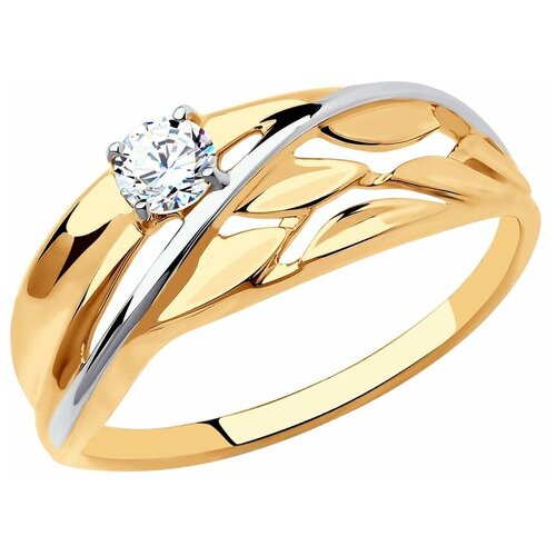 фото Diamant кольцо из золота с фианитом 51-110-00936-1, размер 16.5