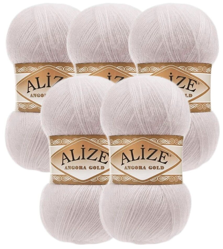 Пряжа Alize Angora Gold (Ангора Голд) 168 белая зима 20% шерсть, 80% акрил 100г 550м 5шт