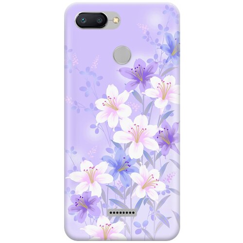 фото Ультратонкий силиконовый чехол-накладка для xiaomi redmi 6 с принтом "лилии на фиолетовом" gosso