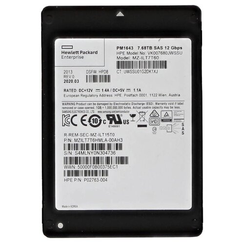 HPE Жесткий диск HP 7.68TB SAS SSD