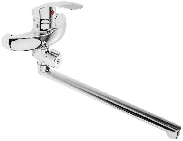 Смеситель для ванны STT TY758-35, однорычажный, излив 350 мм, лейка, хром