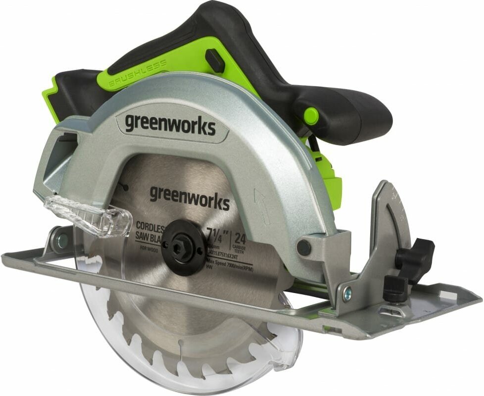 Циркулярная мини пила аккумуляторная Greenworks G24MCS, 24V, бесщеточная, без АКБ и ЗУ