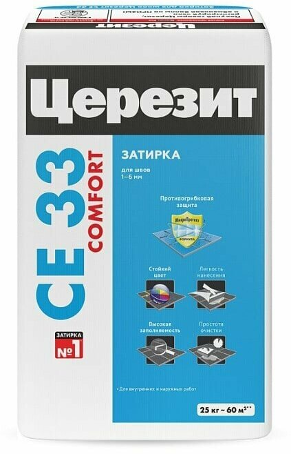 Затирка для швов 1-6 мм Ceresit / Церезит СЕ 33 Comfort 2 кг (цвет: Серый)