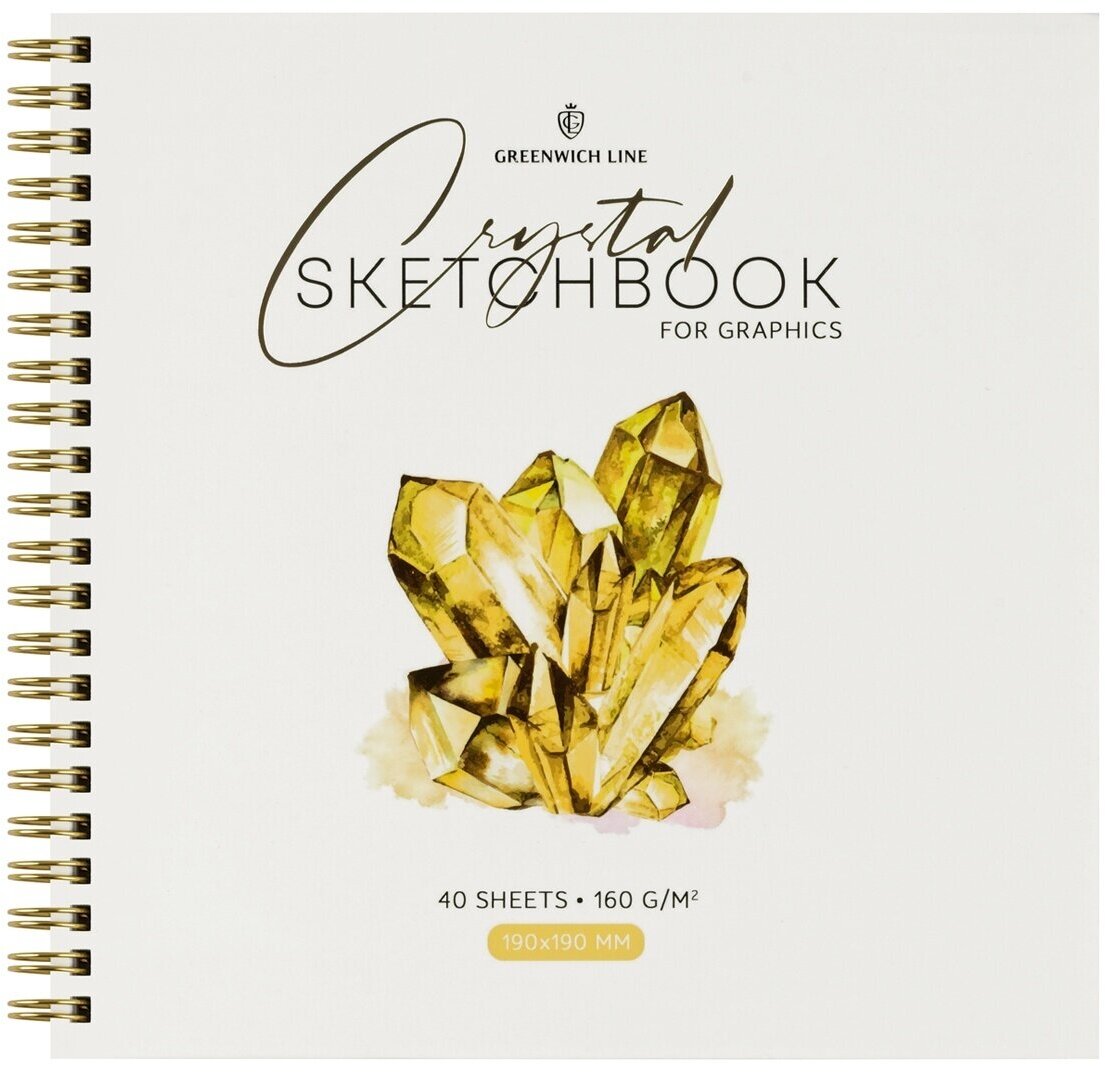 Скетчбук Greenwich Line "Crystal", Golden Stone, для графики и эскизов 40 листов, 190х190 мм, на гребне, 160 г/м2 (SkBG_45785)