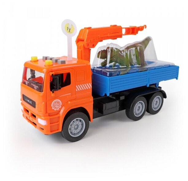 Машина "Kamaz манипулятор" 28 см пластмассовая инерционная KAMCRN-28PLDN-OGBU ТЕХНОПАРК - фото №6