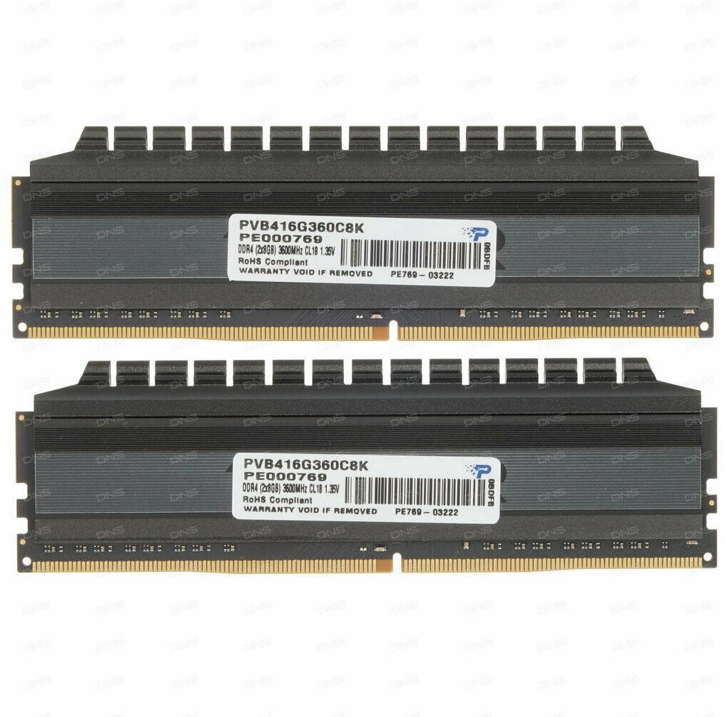 Оперативная память Patriot Memory VIPER 4 BLACKOUT 16 ГБ (8 ГБ x 2 шт.) DDR4 3600 МГц DIMM CL18 PVB416G360C8K - фото №11