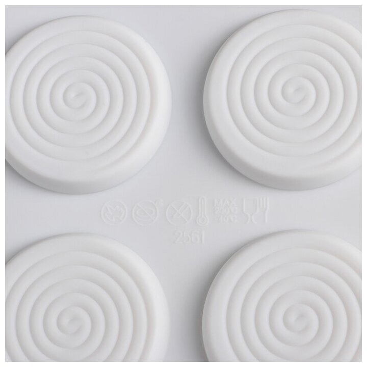 Форма силиконовая для муссовых десертов и выпечки Доляна «Гипноз», 30×17,5×0,5 см, 15 ячеек, d=4,5 см, цвет белый - фотография № 2