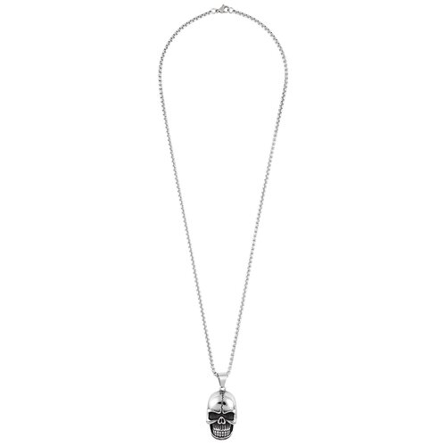 фото Подвеска zippo, серебристая, в форме черепа, с цепочкой 60 см, нержавеющая сталь, 2,2x3,9x1,5 см