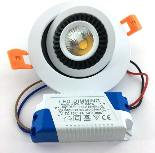 Светодиодный светильник 7W 3000-3200K 220V 38x83mm белый Диммируемый JH-THD14-7W B751(KW-751W)