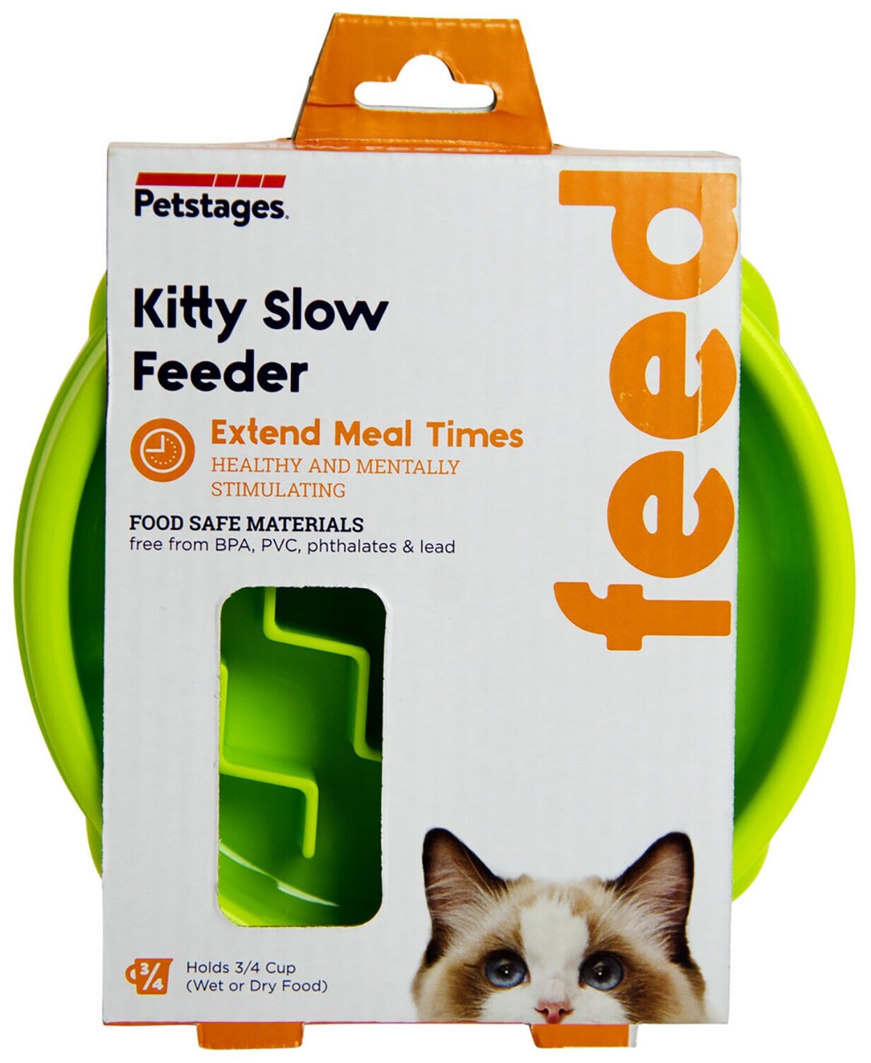 Petstages Миска медленного поедания для кошек 14 см салатовая - фотография № 1