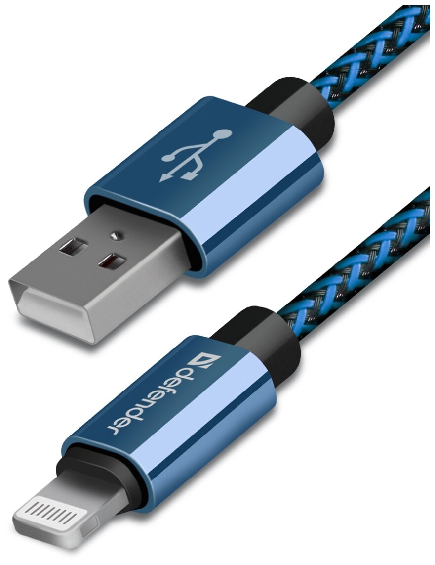 Кабель Defender USB - Lightning (ACH01-03T PRO), 1 м, синий