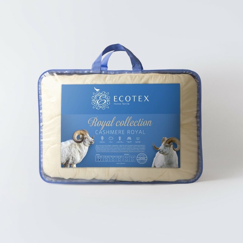 Одеяло козий пух евро (200x220 см) "Кашемир", чехол - сатин-жаккард (100% хлопок), Ecotex - фотография № 2