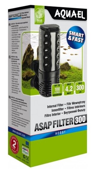 Внутренний фильтр Aquael ASAP FILTER 300 для аквариума до 100 л (300 л/ч, 4.2 Вт)